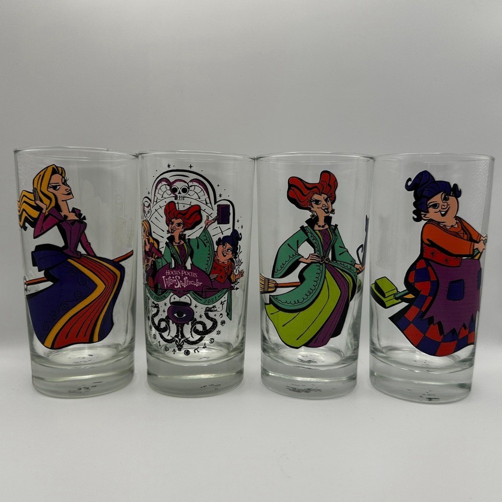 Disney Parks Hocus Pocus Glasses cup mug set of 4 halloween villains witches - Picture 1 of 6